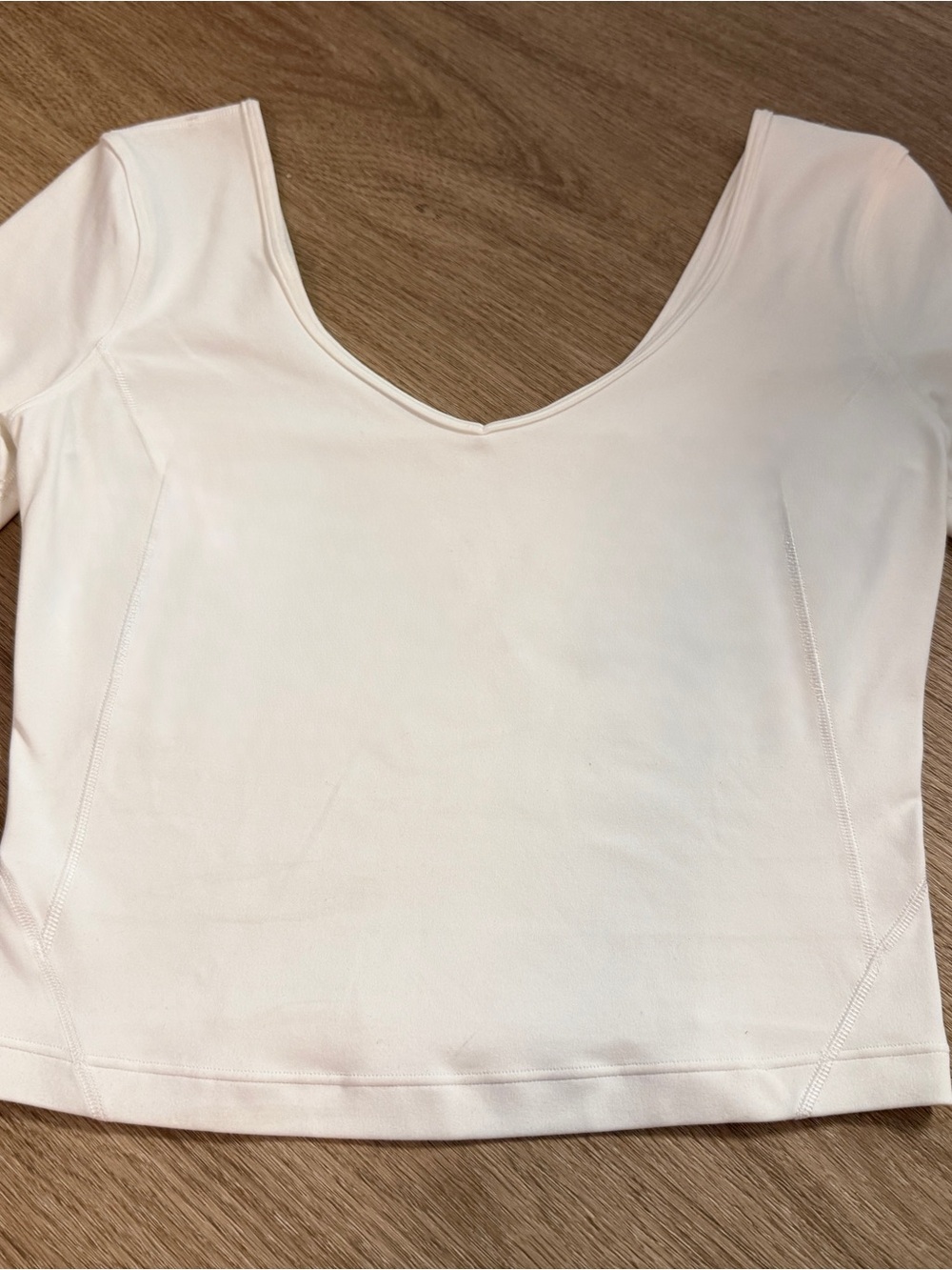 Never worn Lululemon White V-Neck Short Sleeve Crop Top size 4